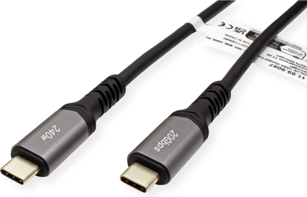 Image of VALUE USB4 Gen3x2 Kabel, C-C, M/M, 4K UHD-1, 20Gbit/s, 240W, zwart, 2 m