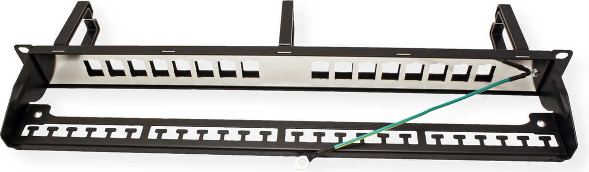 ROLINE 19" keystone patchpaneel, 16P, afgeschermd, zwart