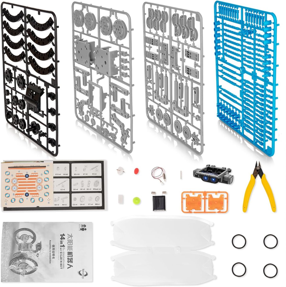 Kit de robot Solar pour Enfants , Jouets Éducatif scientifiques STEM 14 en  1, Kit de