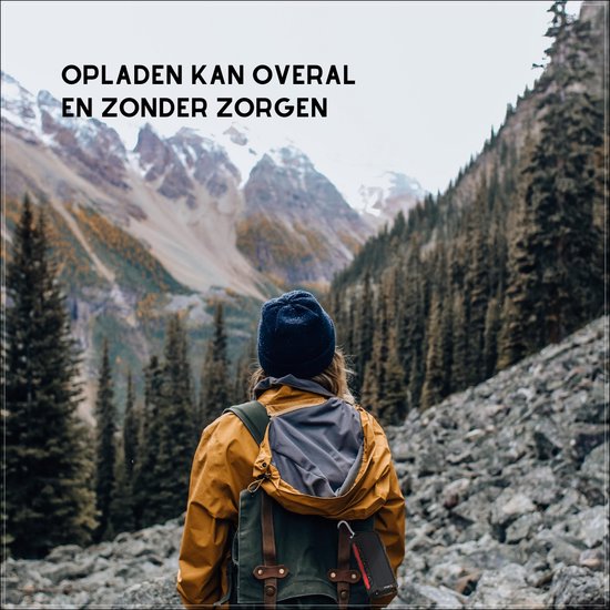 JIR Tech® - Solar Powerbank 30 000 mAh - Ingebouwde kabels - Solar Charger - Powerbank Zonneenergie - Draadloos opladen - Wireless charger - Snellaadfunctie - Snel Laden - Rood - Usb C - Noodpakket - Zaklamp - Meerdere Apparaten