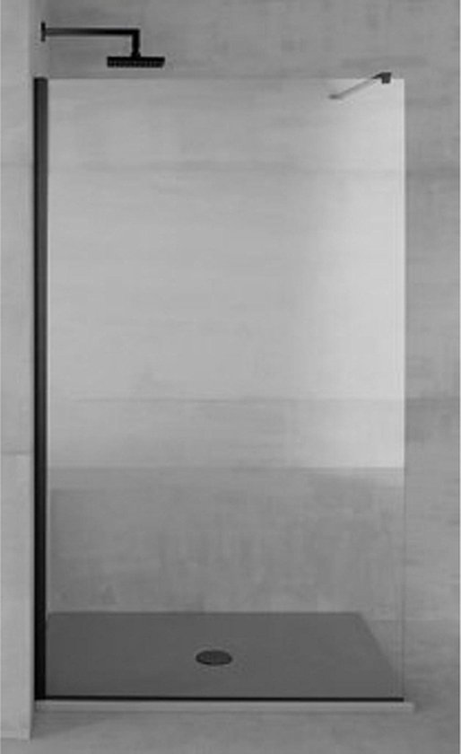 Plieger Panorama douchewand 6mm 118/120x200cm excl. muursteun incl. bevestiging zwart/helder