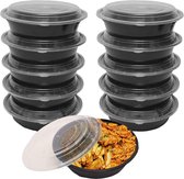 FUZON Récipients ronds en plastique pour préparation de repas – Récipients alimentaires réutilisables sans BPA avec couvercles hermétiques – Passent au micro-ondes, au congélateur et au lave-vaisselle. (10 pièces, 473ML).