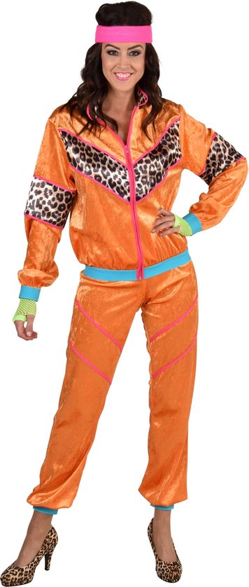 Magic By Freddy's - Jaren 80 & 90 Kostuum - Jaren 80 Wild Van Oranje - Vrouw - Oranje - Small / Medium - Carnavalskleding - Verkleedkleding