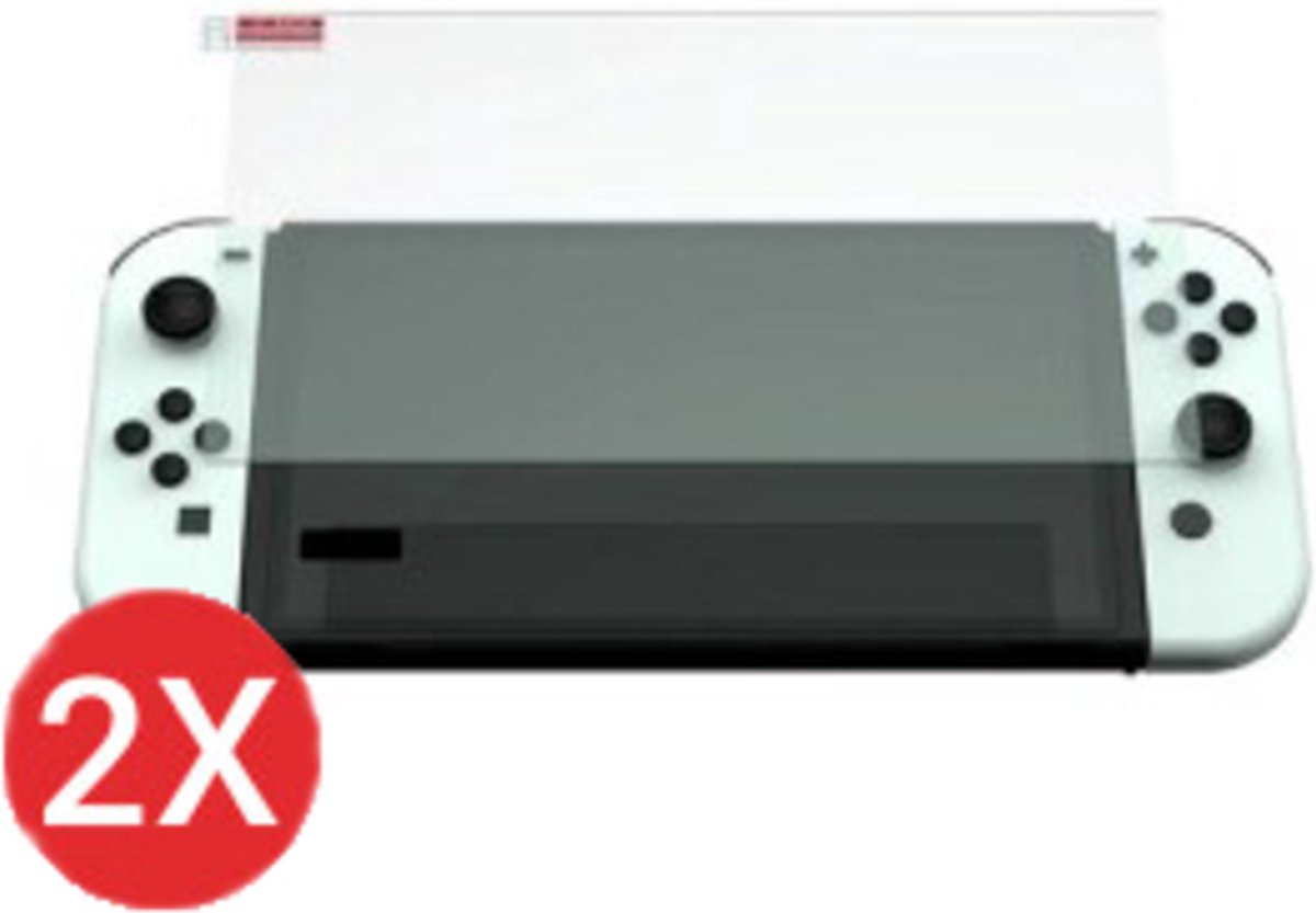 Screenprotector geschikt voor Nintendo Switch OLED - Tempered Glass - 2 stuks - Transparant