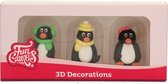 FunCakes Suikerdecoratie - 3D Pinguïn - 3 Stuks - Eetbare Taartdecoratie