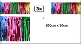 3x Guirlande PVC slierten folie multicolour 600cm x 30cm - Festival thema feest party verjaardag gala regenboog