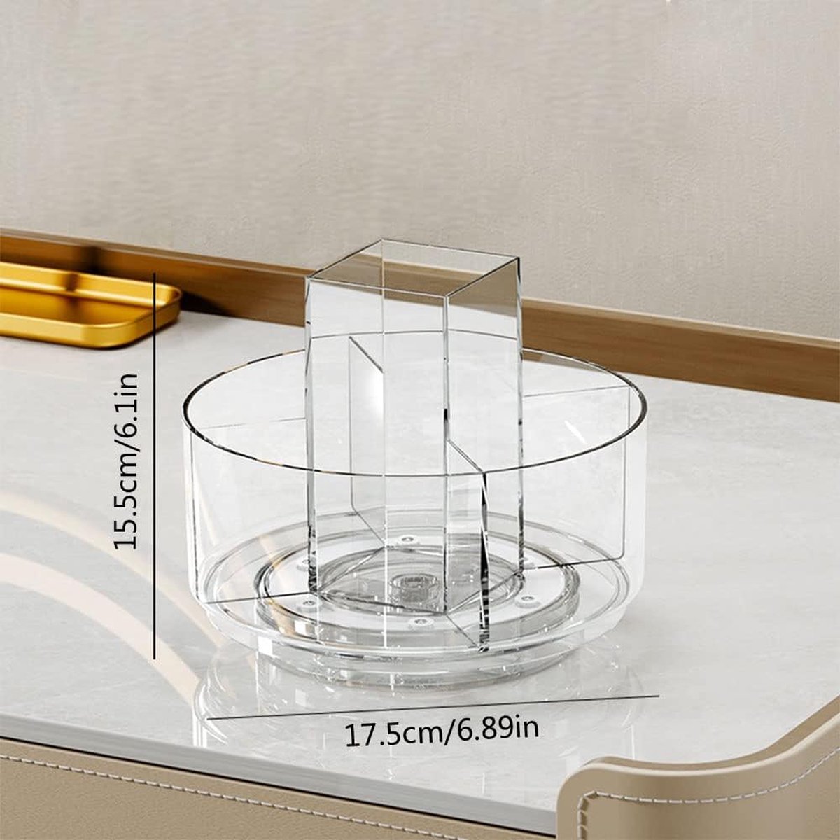 360 graden draaibare make-up-kwastenhouder acryl transparant ronde draaitafel opslag dienblad badkamer teller organizer