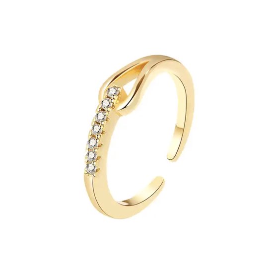 Dames ring - verstelbare dames ring - one size ring - goudkleurige dames ring - zirkonia ring - cadeau voor vrouw - Liefs Jade