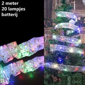 2 Stuks LED Kerstboom Licht Lint- 2m 20 Lichtjes-werkt op Batterij(incl. Batterijen)-kerstdecoratie-Multicolour-zilver