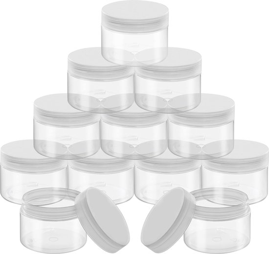 Belle Vous Helder Cosmetische Potten (12 Pak) – 120 ml – Containers met Schroefdeksels – Plastic Lege Proef potten – Ronde Opslag Reiscontainers – Crèmes, Lotions, Make-up, Lekbestendig & Luchtdicht
