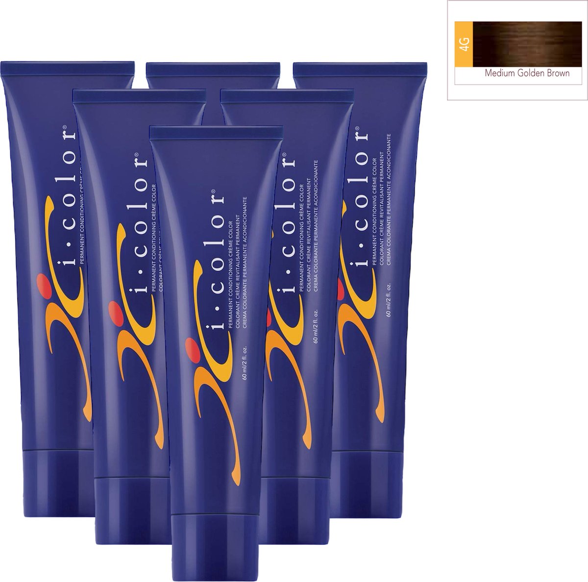 ISO i color Permanent Conditioning Crème Color 60ml 4G Medium Golden Brown x 6 tubes