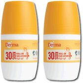 Derma Sun Kids - Beschermende en Allergievrije Zonnelotion roller - SPF 30 - 2 x 50 ML - Parfumvrij - Speciaal voor kinderen - Hypoallergeen