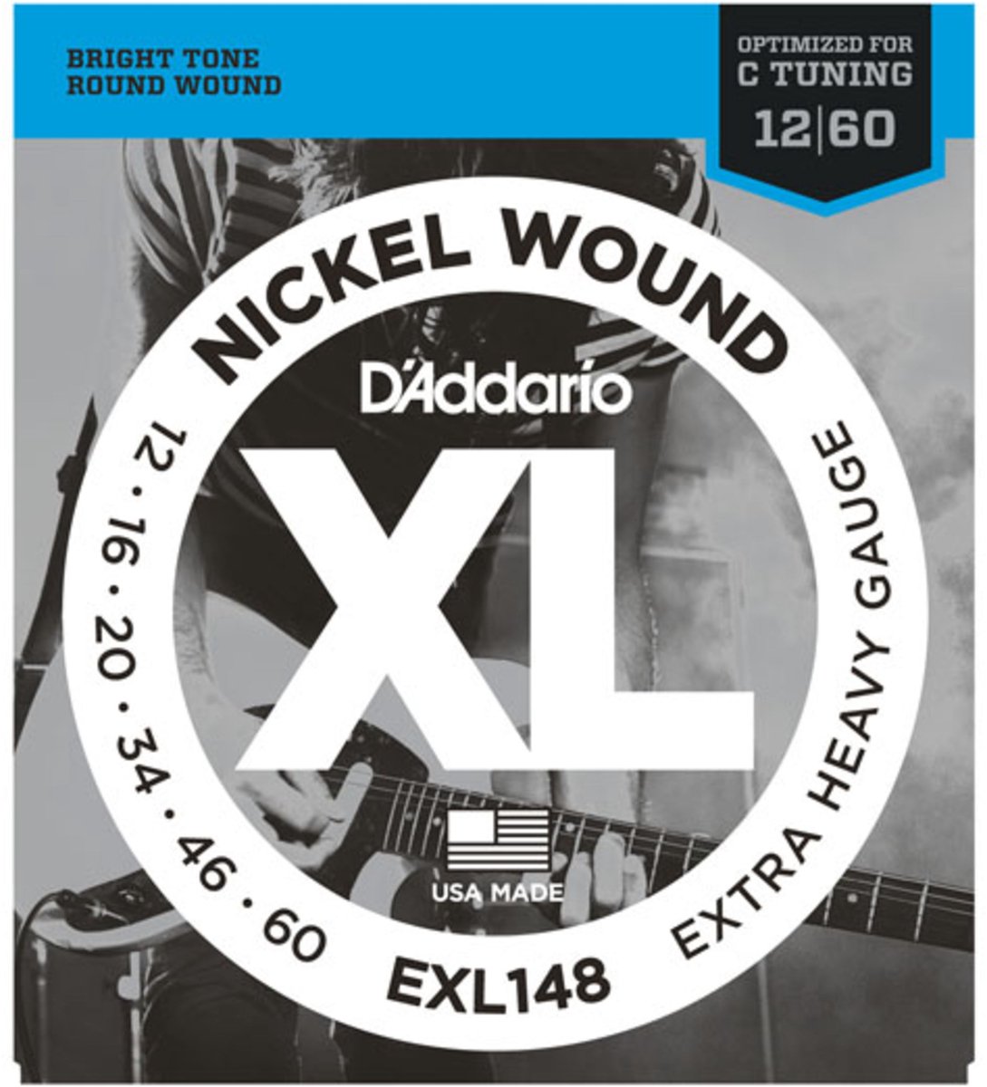 D'Addario E-Git. EXL148 12-60 Drop C nikkel omwonden snaren - Elektrische gitaarsnaren