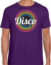 Bellatio Decorations Disco t-shirt heren - disco - paars - jaren 80/80's - carnaval/foute party XXL