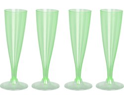 EH Prosecco/champagneglazen - 4x - groen - kunststof - 130 ml - herbruikbaar