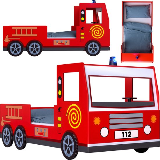 Lit, camion de pompiers, lit de voiture, pompiers