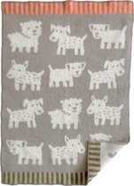 Couverture de berceau en laine écologique 'Voff' chien - 65x90cm
