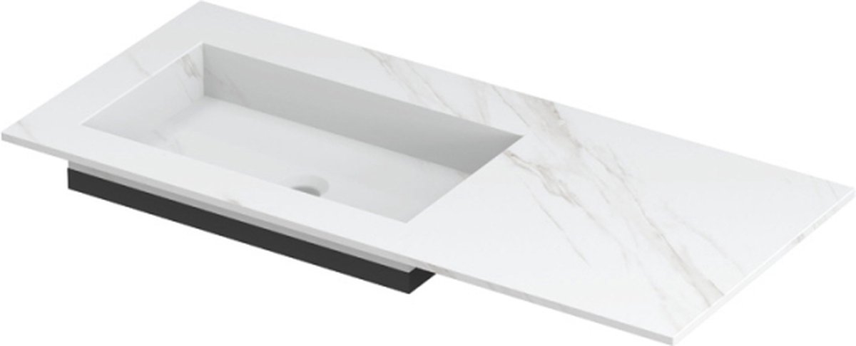 INK Post wastafel in keramische slab met envelop bodem wasbak links zonder kraangat 100x45x1cm, calacatta mat