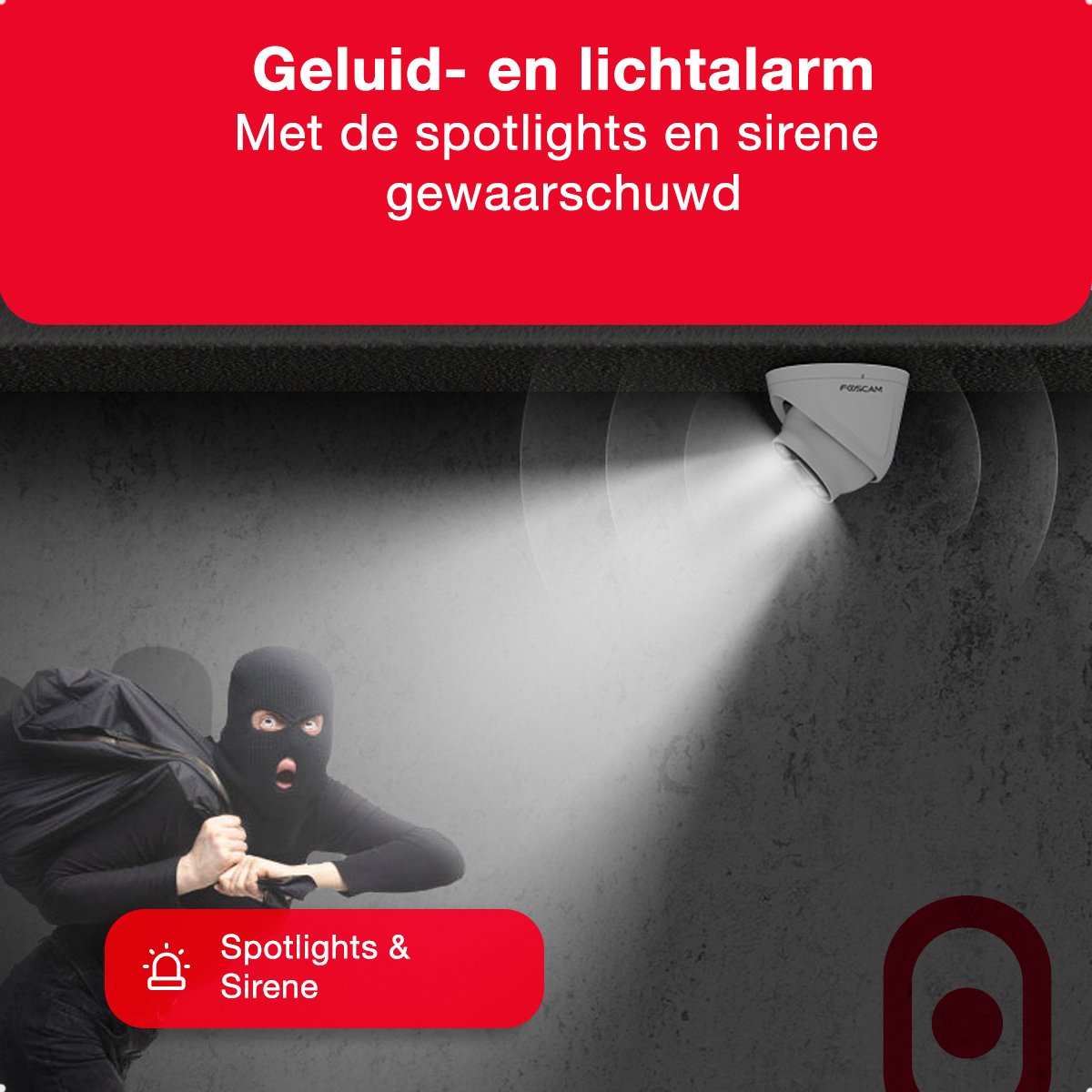 Afbeelding 2 van Foscam T5EP IP Camera - 3K QHD- PoE - IP turret camera - Nachtzicht - Geluid en lichtalarm - Zwart