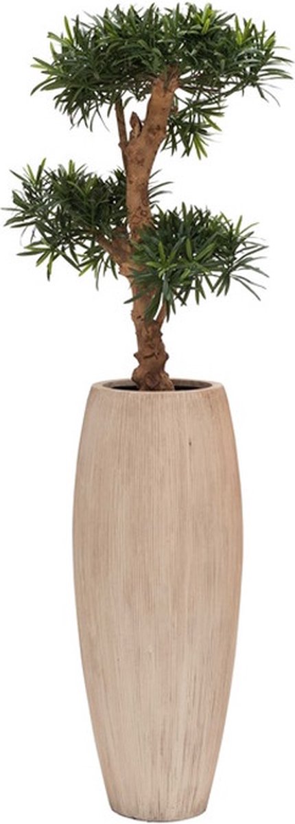 Bloempot Surabaya S stripe | Plantenbak | Beige - Licht Bruin | Ø30 x H80 cm