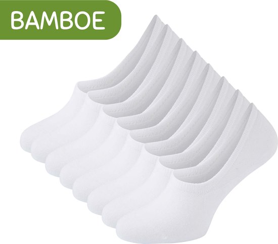 Sokjes.nl ® Bamboe no-show Footies - 8 paar - Wit - 43-46 - Sokken