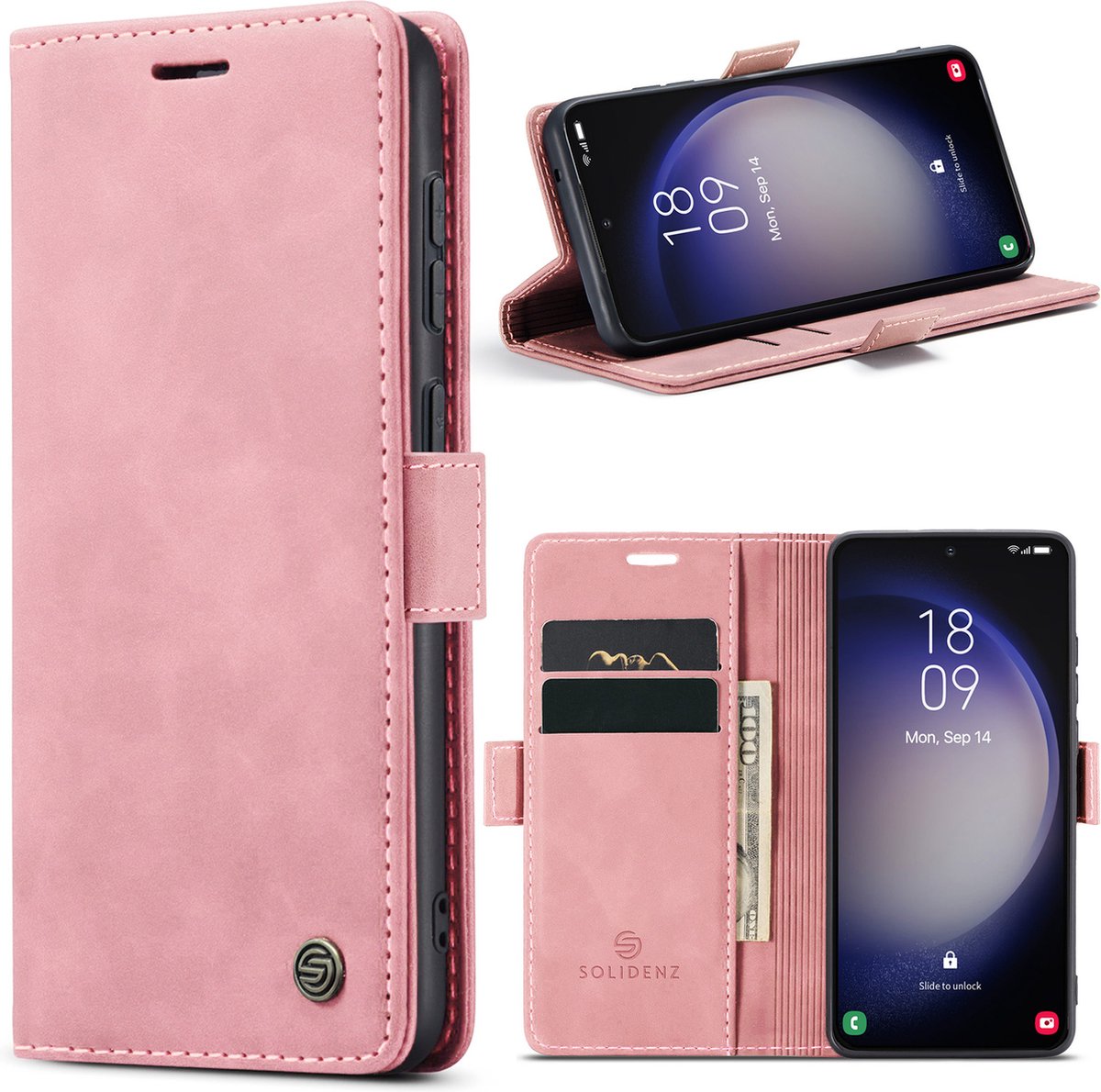 Solidenz Hoesje - Geschikt voor Samsung Galaxy S23 - Urban Book - Roze