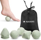 Navaris 4-delige zelf massage set - 1 lacrosse bal, 1 pinda bal, 1 triggerpoint bal en een massage punt met zuignap - Met zwarte opbergtas - Groen