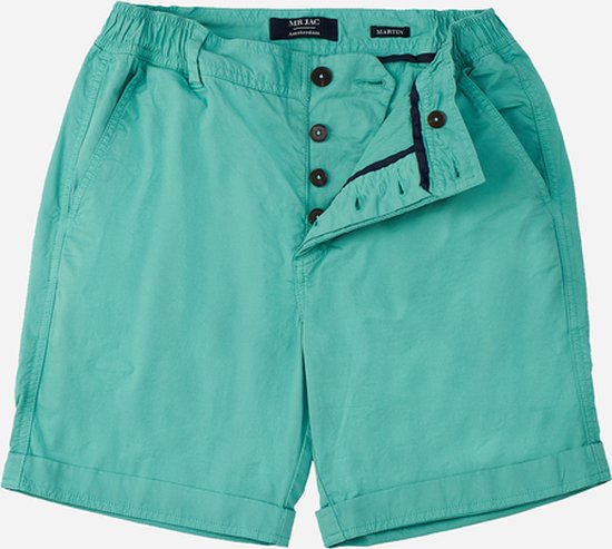 Mr Jac - Slim Fit - Heren - Korte Broek - Shorts - Garment Dyed - Pima Cotton - Groen - Maat XL