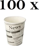 100 x Kartonnen Koffiebeker to go CAPPUCCINOBEKERS " News " / Drinkbekers, Karton "To Go" 0,2 l Ø 8 cm · 9,2 cm/ wegwerp papieren bekers karton – drank bekers – drinkbekers- koffie beker – Koffiekopjes – Koffiemokken - Warme en Koude Dranken