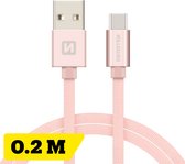 Swissten USB-C naar USB-A Kabel - 0.2M - Roze