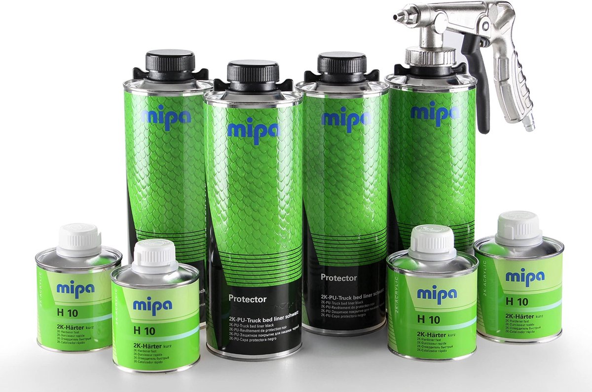 MIPA Protector Bedliner ZWART - Set 4 liter + Spuitpistool