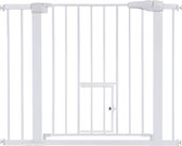 Barrière d'escalier sans Embouts - Avec Laisses pour chats et extension - Largeur 75-103 cm Hauteur 76 cm - Clôture de sécurité pour bébés, Enfants, Animaux domestiques - Wit