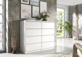 Pro-meubels - Commode Ibiza - Wit mat - 140cm - 8 tiroirs - Placard - Commode - Chambre