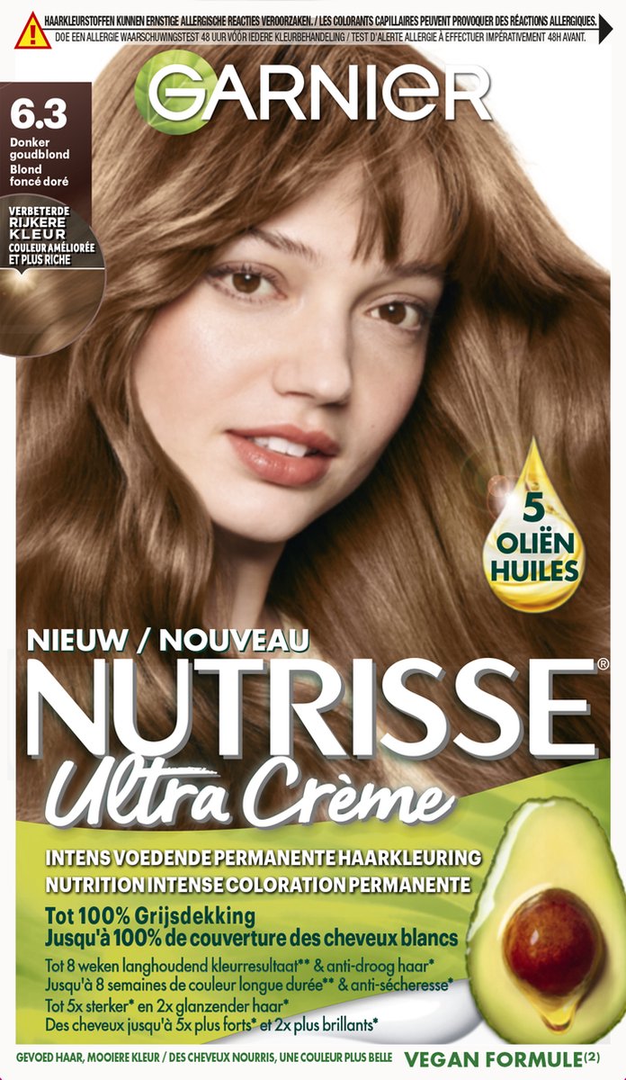 Garnier Nutrisse Ultra Crème Donker Goudblond 6.3 - Permanente Haarkleuring