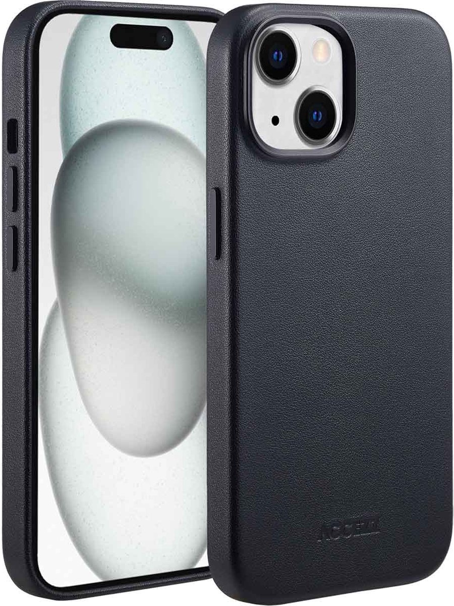 Accezz Hoesje Geschikt voor iPhone 15 Hoesje - Accezz Geschikt voor MagSafe Leather Backcover - zwart