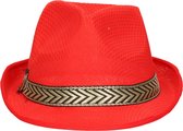 Toppers - Fiestas Guirca Carnaval verkleed Trilby/gangster hoedje - rood - polyester - heren/dames