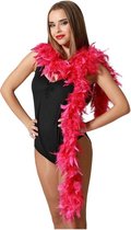 Atosa Carnaval verkleed boa met veren - fuchsia roze - 180 cm - 45 gram - Glitter and Glamour - verkleed accessoires