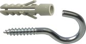 AMIG Schroefhaken met muurplug - 8x - verzinkt staal - 30 mm - zilver - DHZ ijzerwaren - bevestigingsmaterialen - A merk kwaliteit