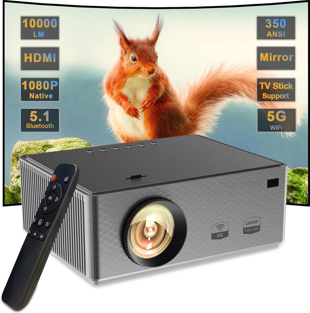 Mini Beamer - Streamen vanaf je telefoon - Input tot 4K - Bluetooth Audio - Projector - Mini Projector - HDMI - USB - Zwart - Smartphone - Draagbaar - Ingebouwde speaker
