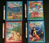 Magic Water Book. Set van 4 Magische Water Kleurboeken. Magic Water Book. Kleuren met waterpen. Dino, Zeemeermin, Walvis en Regenboog