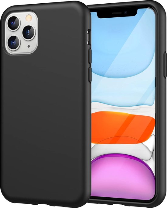 Podec Telefoonhoesje Zwart Geschikt voor iPhone 11 pro Hoesje En Screenprotector Beschermglas