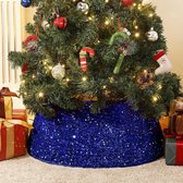 Kerstboomrok, 66 cm kerstboomdeken, decoratieve boomkraag met pailletten, kerstboomdeken, opvouwbare kerstboomkraag voor vakantie, Kerstmis, thuis, feest, blauw