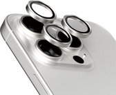 PanzerGlass Optical Hoop Rings Geschikt voor Apple iPhone 15 Pro / 15 Pro Max - Camera Lens Protector Glas - Schokbestendig - Krasbestendig - met Applicator - Titanium Wit