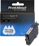 PrintAbout huismerk Inktcartridge 16 (C13T16214012) Zwart geschikt voor Epson