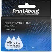 PrintAbout huismerk Etiket 11353 (S0722530) Zwart op wit (13 mm x 25 mm) geschikt voor Dymo