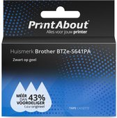 PrintAbout huismerk Tape BTZe-S641PA Zwart op geel (18 mm) geschikt voor Brother