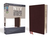 NIV, Thinline Reference Bible (Deep Study at a Portable Size), Bonded Leather, Burgundy, Red Letter, Comfort Print
