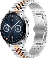 By Qubix 22 mm - Bracelet acier - Argent - or rose - Huawei Watch GT 2 - GT 3 - GT 4 (46 mm) - Huawei Watch GT 2 Pro - GT 3 Pro (46 mm)