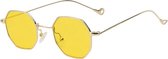 KIMU bril gele glazen octagonal - nachtbril achthoekige glazen goud