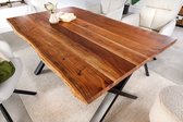 Massief houten eettafel MAMMUT 160cm acaciaboomrand X-frame industrieel design 2,6 cm blad - 43480